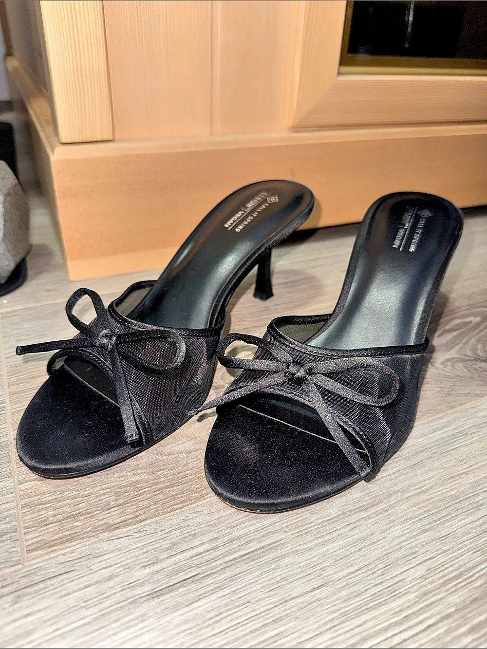 Call It Spring Bettiie Mid Heel Mule Sandal Black Bow Heels